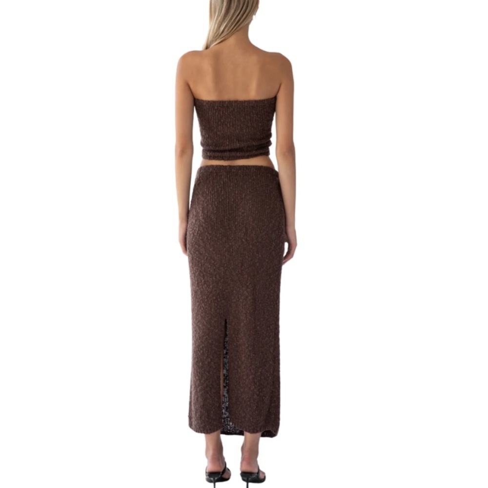 Trois The Label Kendall Brown Knit Slit Sweater Skirt — image 4 of 8